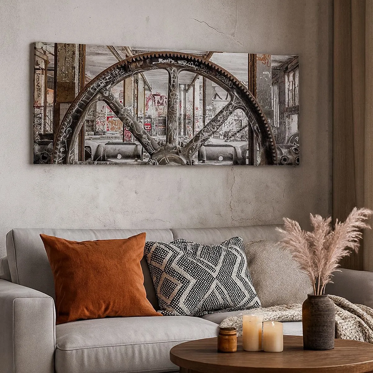 Schilderen op canvas - Het geheime leven van de fabriek - 100x40 cm