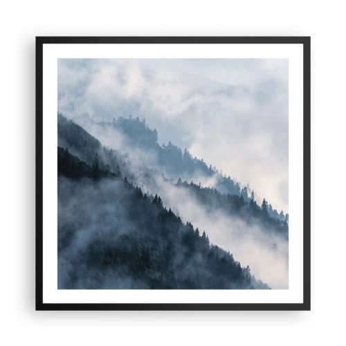 Poster in een zwarte lijst - Mystiek van de bergen - 60x60 cm