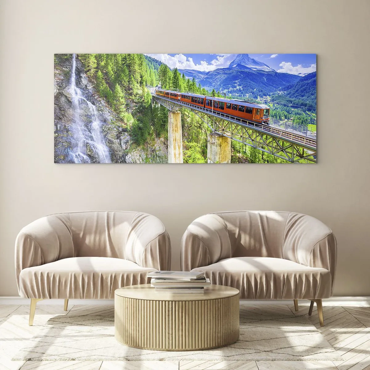 Schilderen op glas - Het is tijd voor de Alpen - 100x40 cm