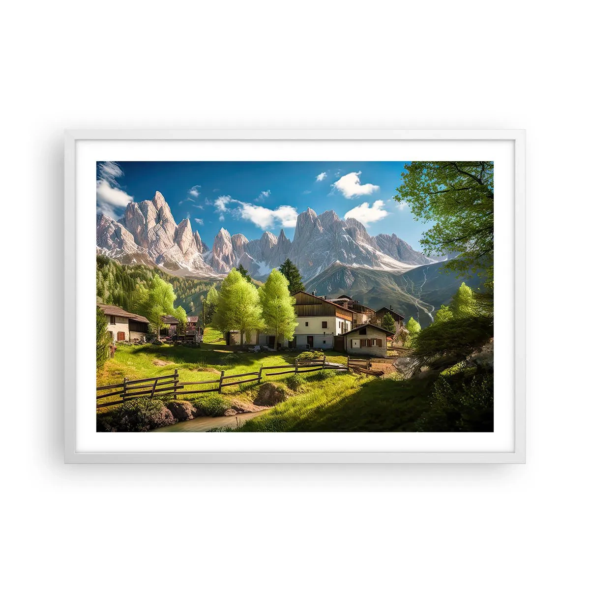 Poster in een witte lijst - Alpine idylle - 70x50 cm