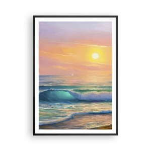 Poster in een zwarte lijst - Een turquoise lied van de golven - 70x100 cm