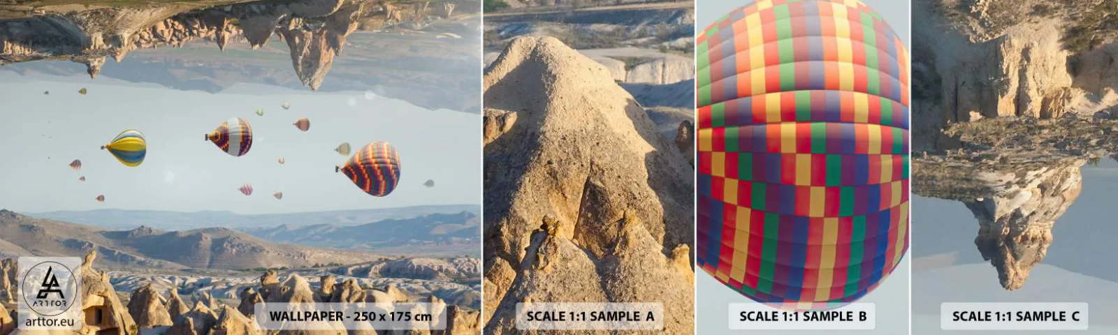 Fotobehang Staaltje Standard Eco - Alles is hier mogelijk - Abstractie, Ballonnen, Landschap - 100x30 cm