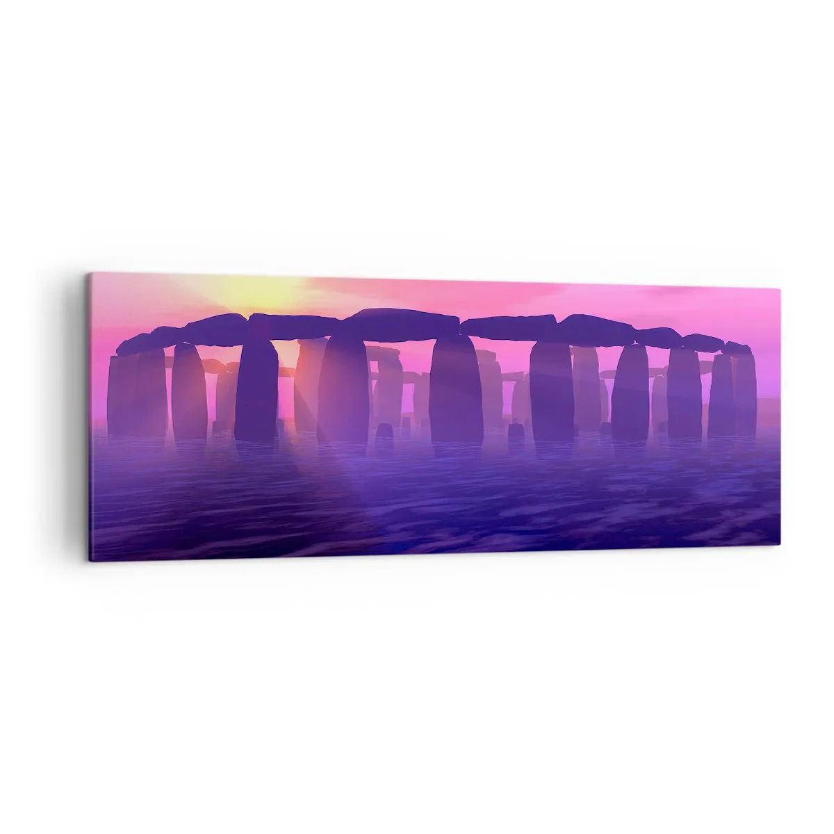 Schilderen op canvas - Mysterie bij zonsopgang in de mist - 140x50 cm