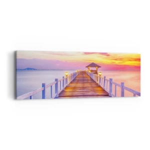 Schilderen op canvas - De lila-gouden stilte van de avond - 90x30 cm