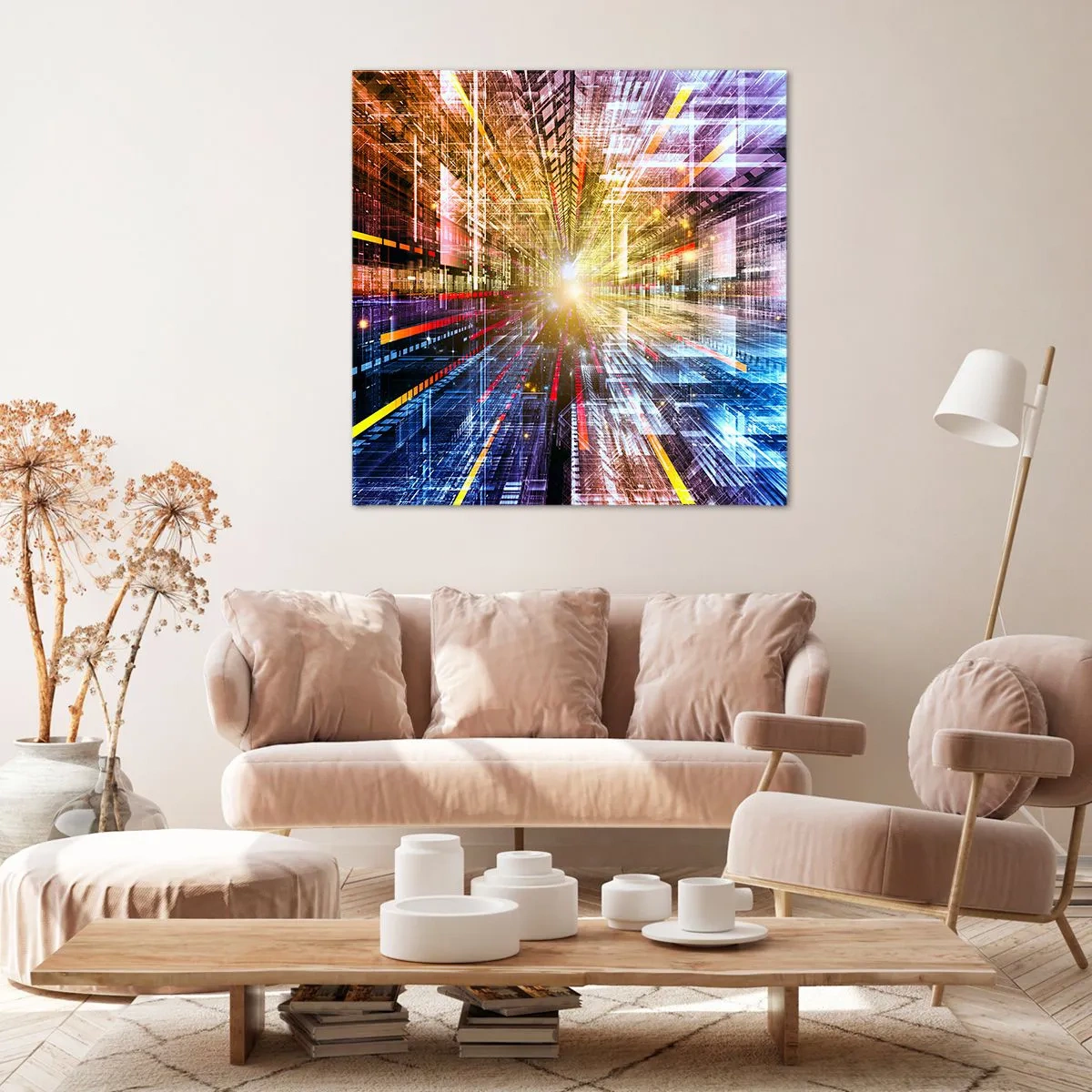 Schilderen op canvas - Lichtgevende gang - 30x30 cm