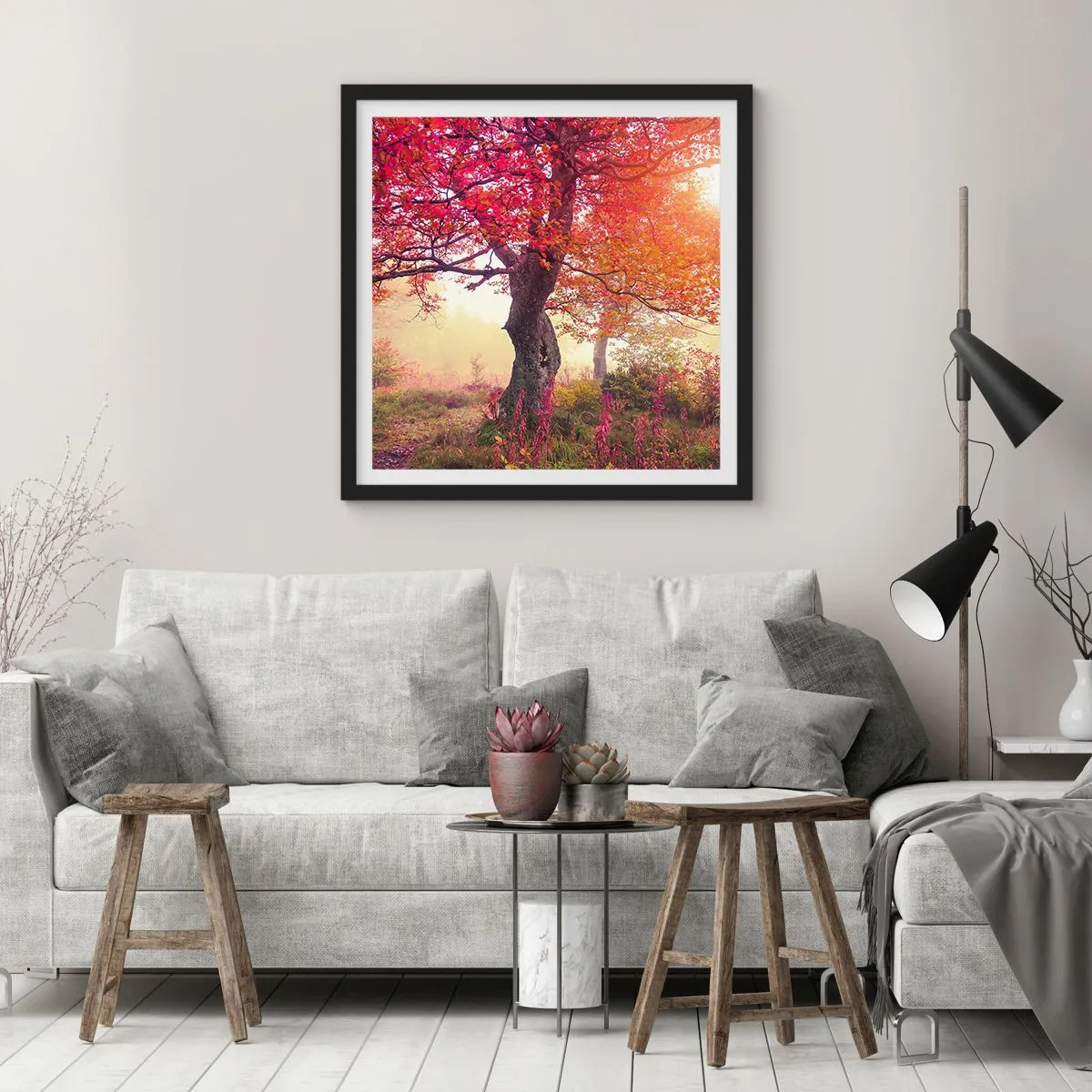 Poster in een zwarte lijst - Bloeiende razernij - 60x60 cm
