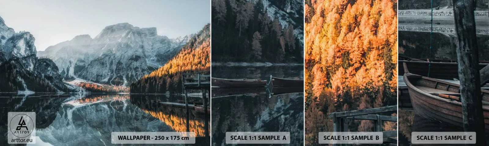 Fotobehang Monster Zelfklevend Deluxe Sticker - Spiegel landschap - Landschap, Bergen, Meer - 100x30 cm