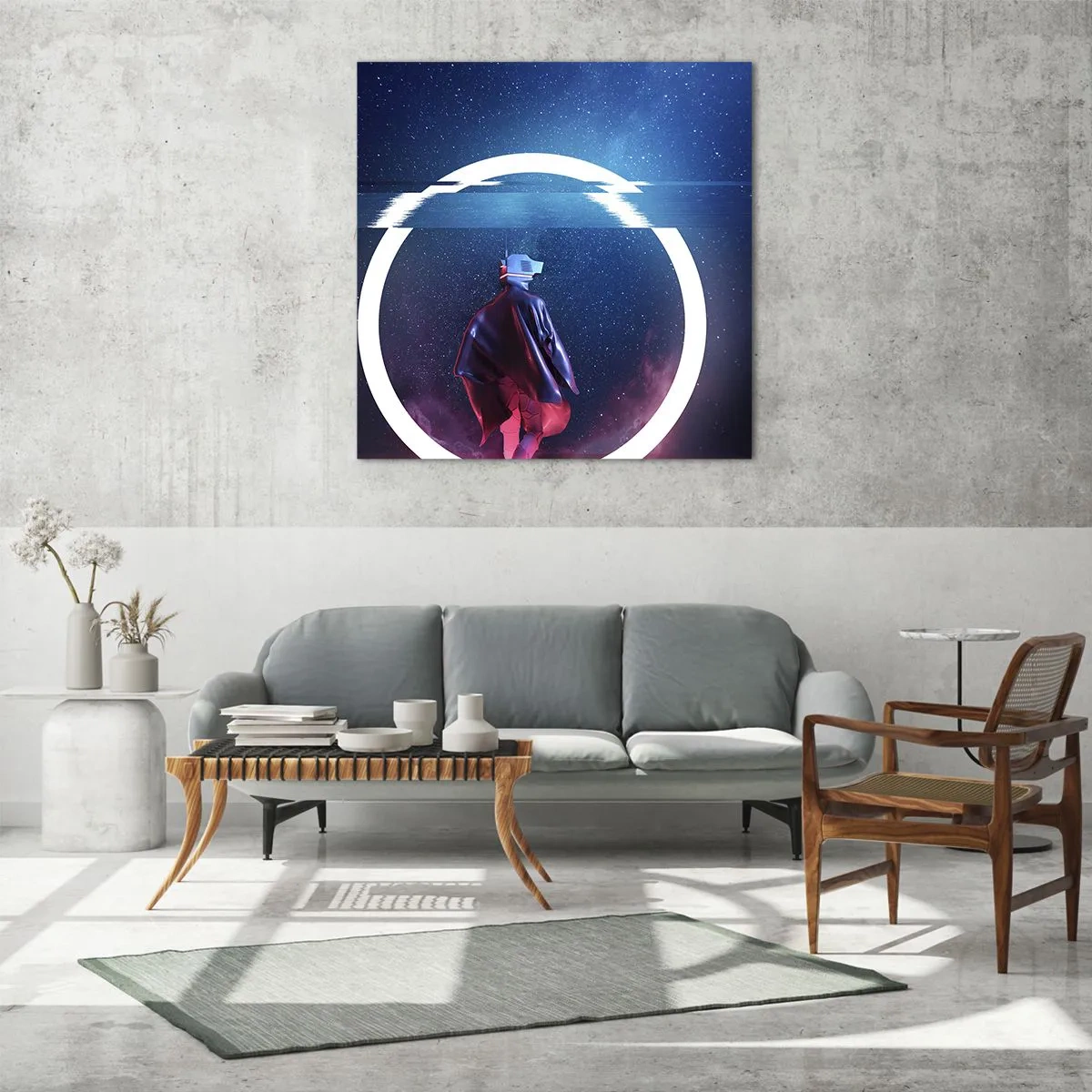 Schilderen op glas - Tussen werelden - 70x70 cm