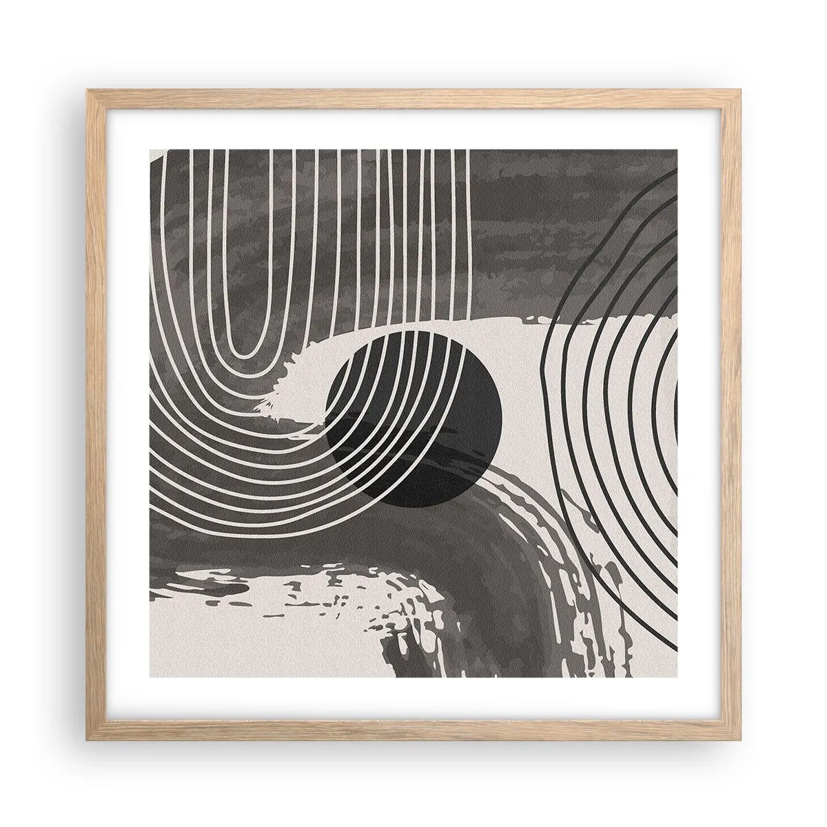 Een poster in een licht eiken lijst - Het ovaal wint - 50x50 cm