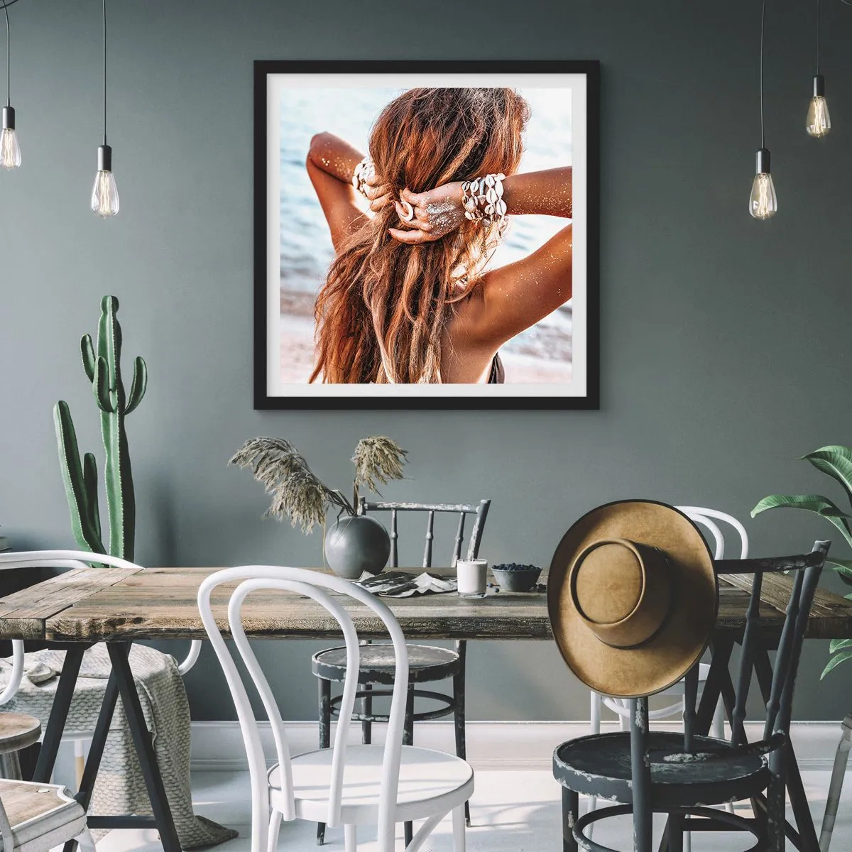 Poster in een zwarte lijst - Een zusje van water en zon - 40x40 cm