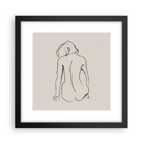 Poster in een zwarte lijst - Naakt meisje - 30x30 cm