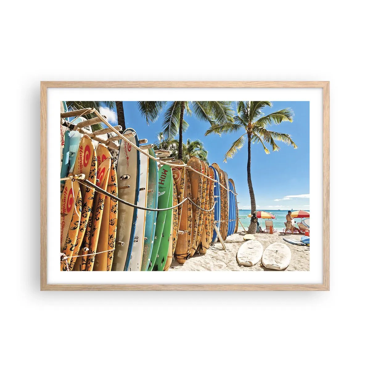 Een poster in een licht eiken lijst - Zonnig plezier - 70x50 cm