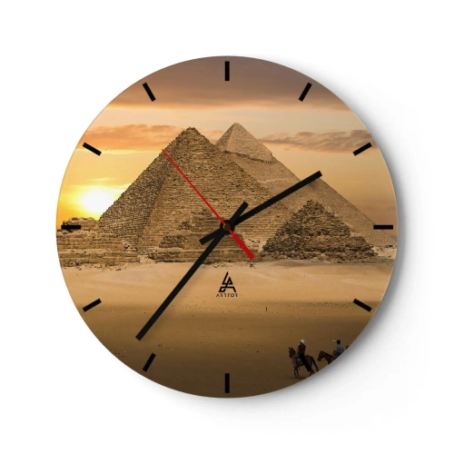 Wandklok - Klok - Egyptische piramides bij zonsondergang - 30x30cm - Geen verandering gedurende duizenden jaren - Moderne wanddecoratie voor woonkamer, keuken en slaapkamer ARTTOR