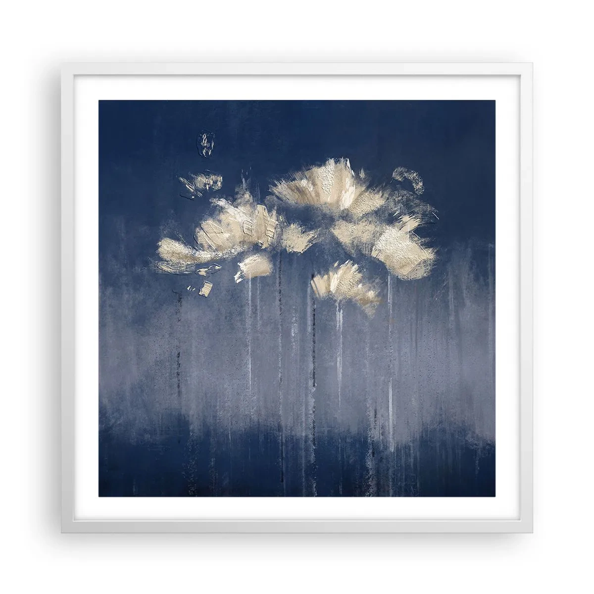 Poster in een witte lijst - Als bloemblaadjes in de wind - 60x60 cm
