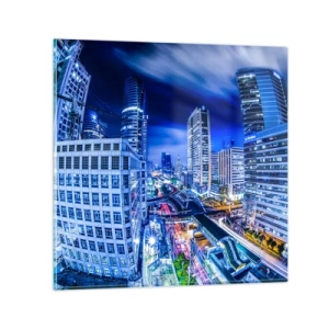 Schilderen op glas - Ritmes van de nachtstad - 70x70 cm