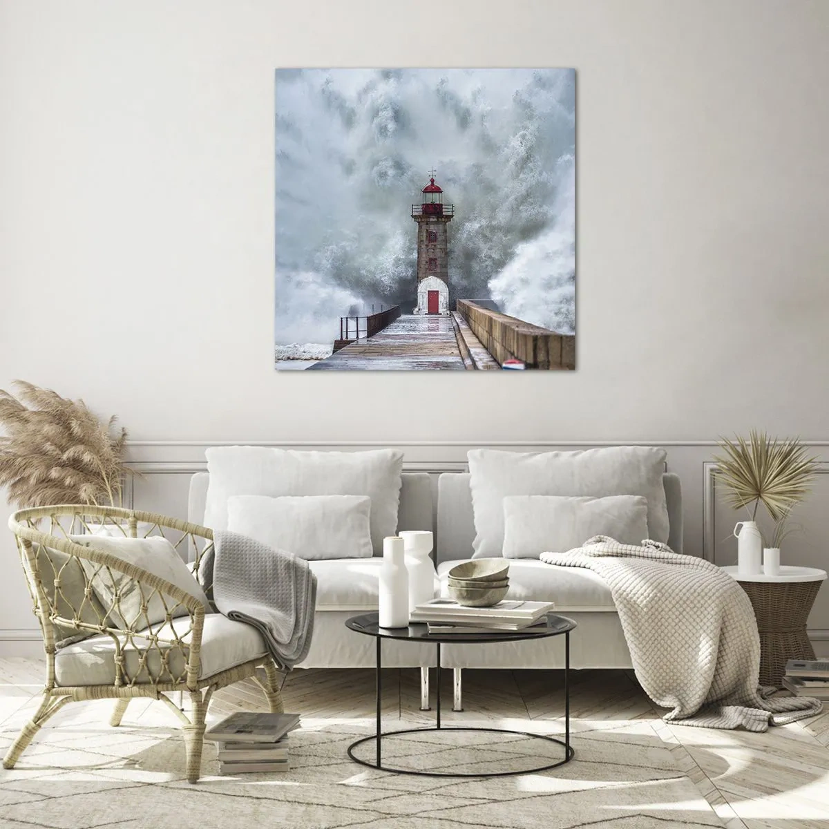 Schilderen op glas - Het gebrul van het water, het geluid zal blazen - 70x70 cm