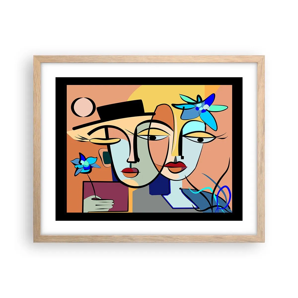 Een poster in een licht eiken lijst - Picasso's randez-vous - 50x40 cm