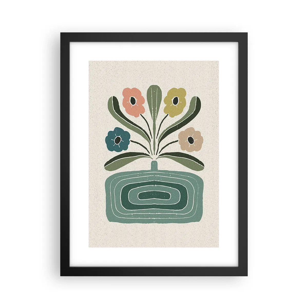 Poster in een zwarte lijst - Symmetrisch boeket - 30x40 cm