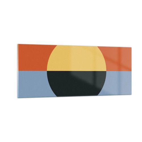 Schilderen op glas - Een compositie van warmte en koelte - 100x40 cm