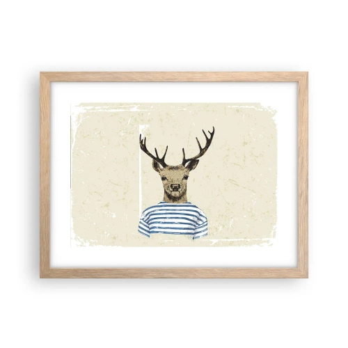 Een poster in een licht eiken lijst - Omdat ik van gestreepte t-shirts hou! - 40x30 cm