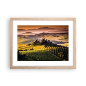 Een poster in een licht eiken lijst - Arcadia - het Toscaanse landschap - 40x30 cm