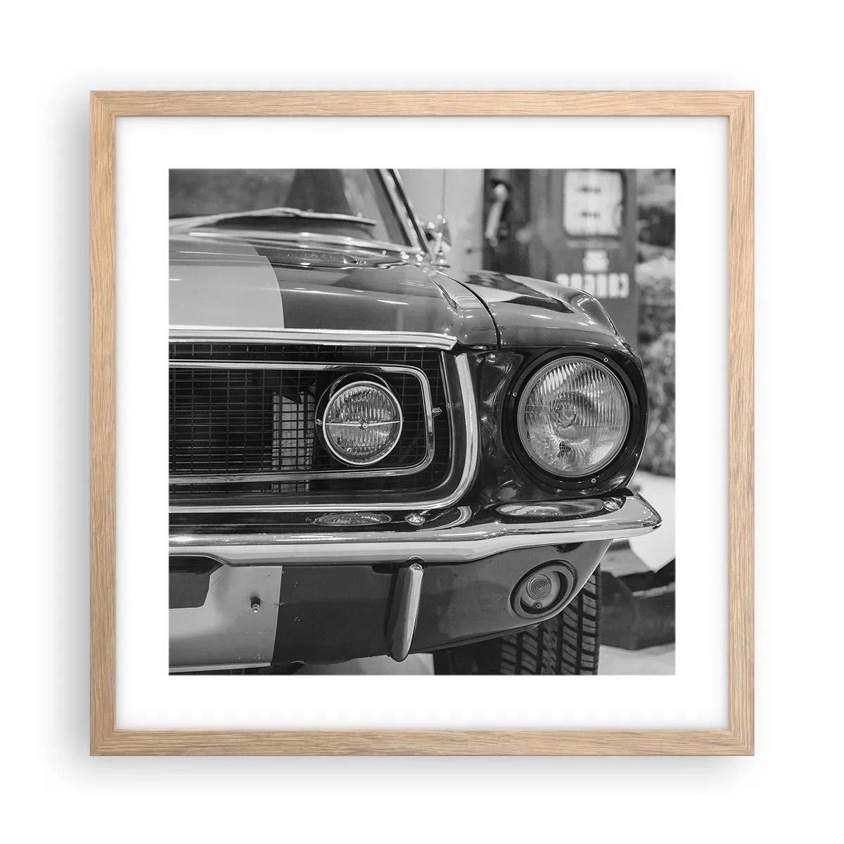 Een poster in een licht eiken lijst - Hard rijden - 40x40 cm