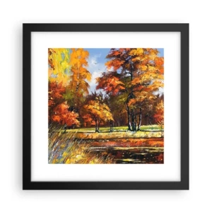 Poster in een zwarte lijst - Landschap in goud en brons - 30x30 cm