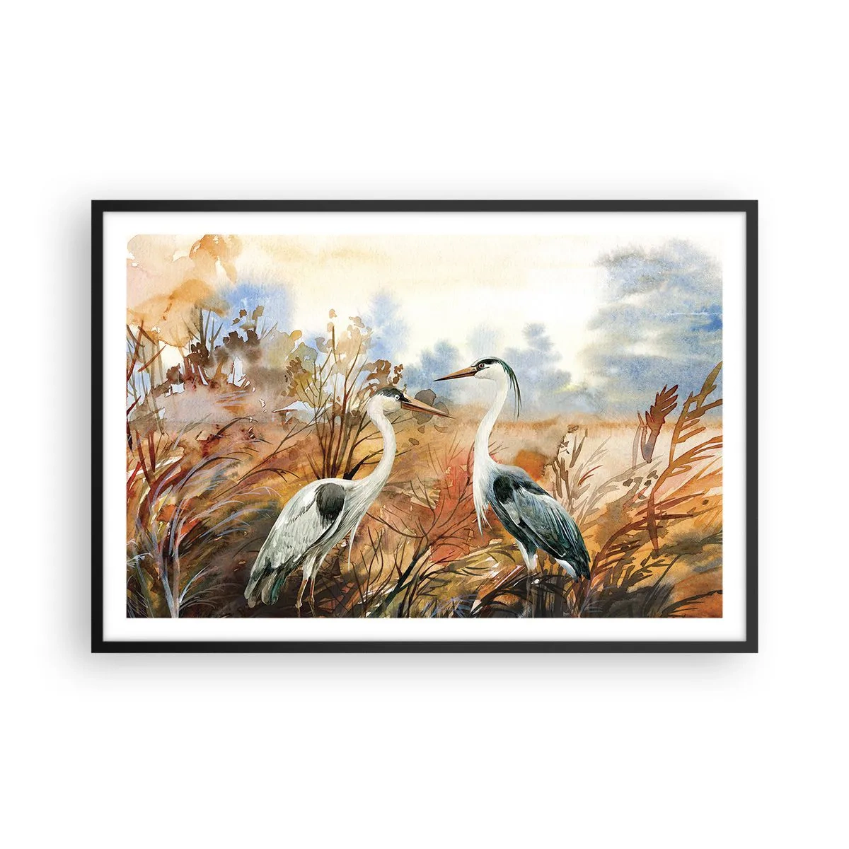 Poster in een zwarte lijst - Waarheen in de herfst? - 91x61 cm