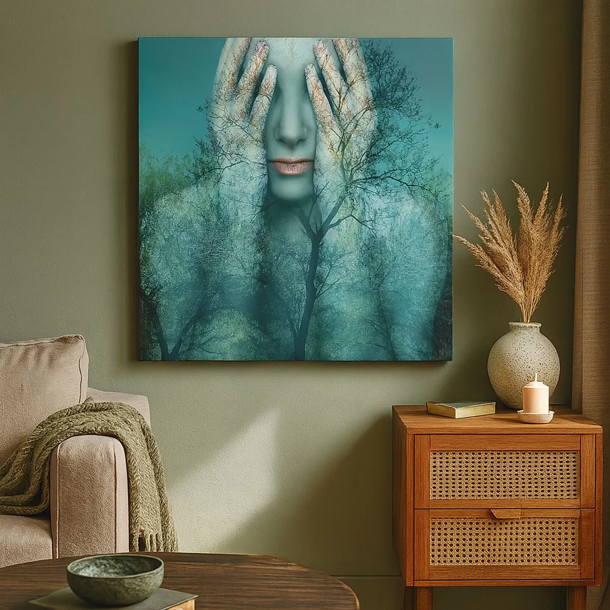 Schilderen op canvas - Ondergedompeld in blauw - 30x30 cm