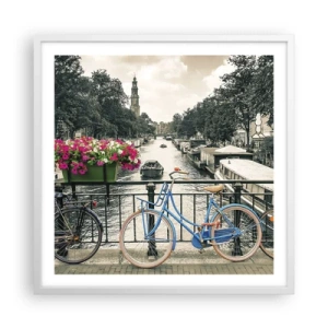 Poster in een witte lijst - De kleuren van de Amsterdamse straat - 60x60 cm