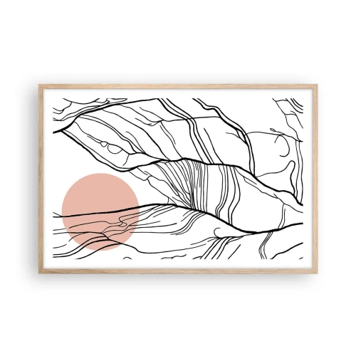 Een poster in een licht eiken lijst - In een web van twijgen - 91x61 cm