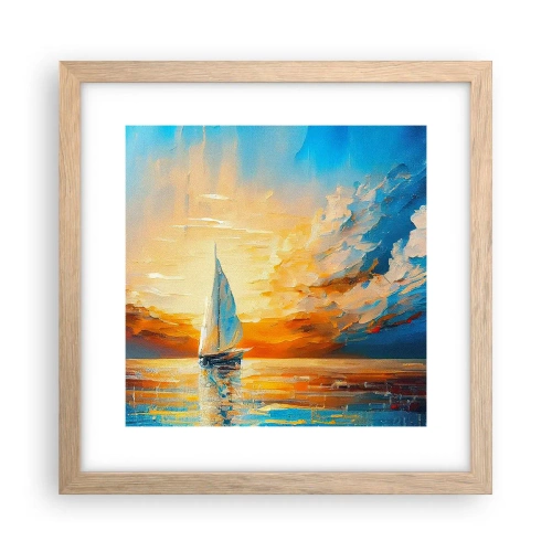 Een poster in een licht eiken lijst - Zeilen in goud - 30x30 cm