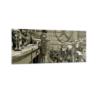 Schilderen op glas - In de schuur van oom Władek - 100x40 cm