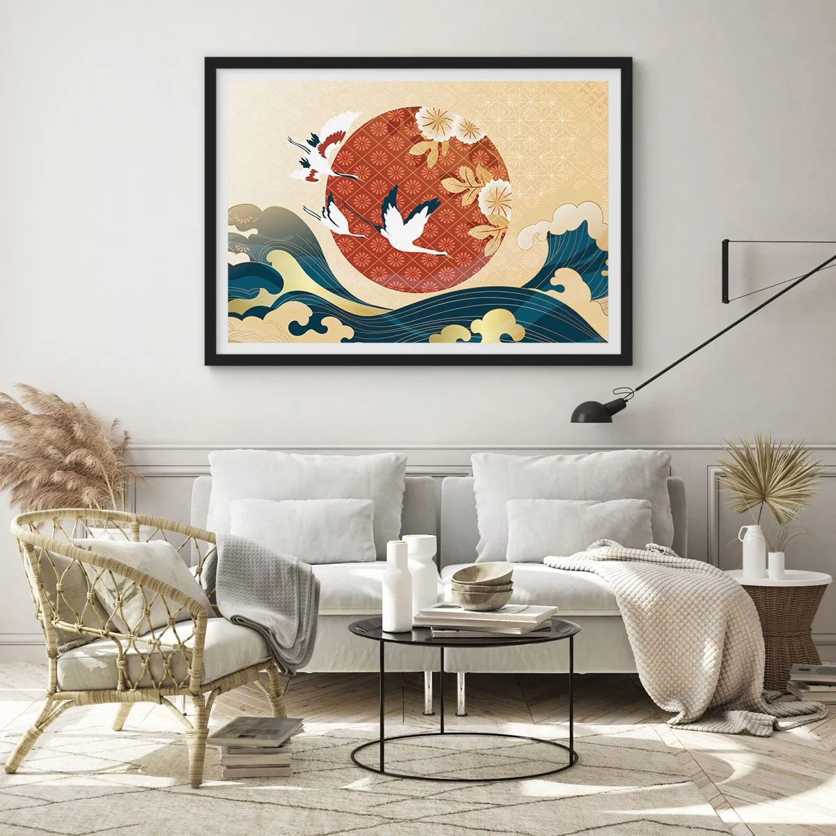 Poster in een zwarte lijst - Japans sprookje - 100x70 cm