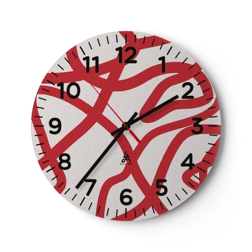 Wandklok - Klok - Rood op wit - 30x30 cm