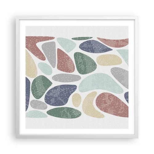 Poster in een witte lijst - Een mozaïek van poederkleuren - 60x60 cm