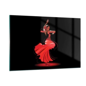 Schilderen op glas - De vurige geest van flamenco - 120x80 cm