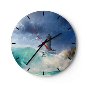 Wandklok - Klok - Een vuurtoren omgeven door ruwe zeeën en stormachtige luchten - 30x30cm - Op uw hoede voor de elementen - Moderne wanddecoratie voor woonkamer, keuken en slaapkamer ARTTOR