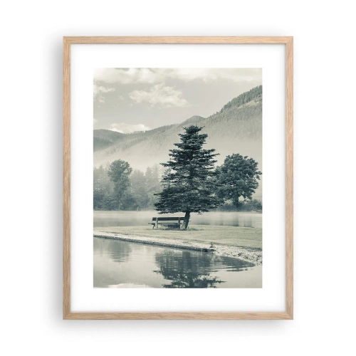 Een poster in een licht eiken lijst - Het meer slaapt nog - 40x50 cm