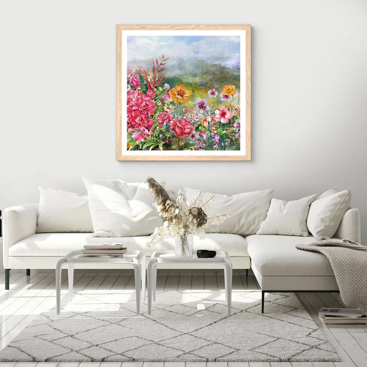 Een poster in een licht eiken lijst - Een tuin die gek is geworden - 30x30 cm