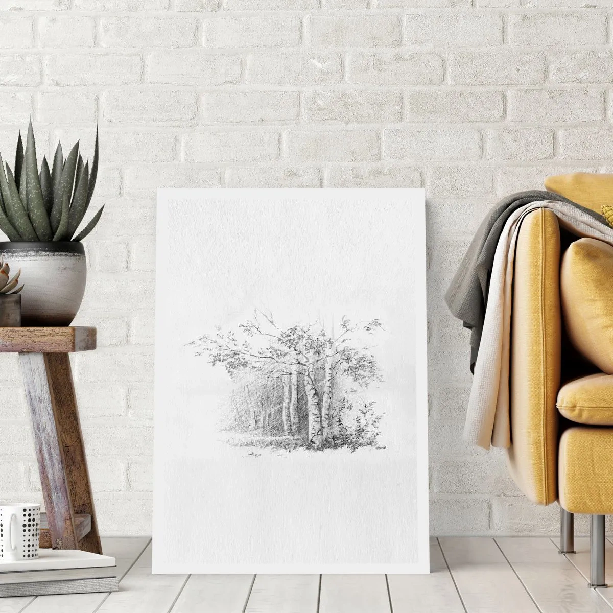 Poster - Het licht van het berkenbos - 70x100 cm