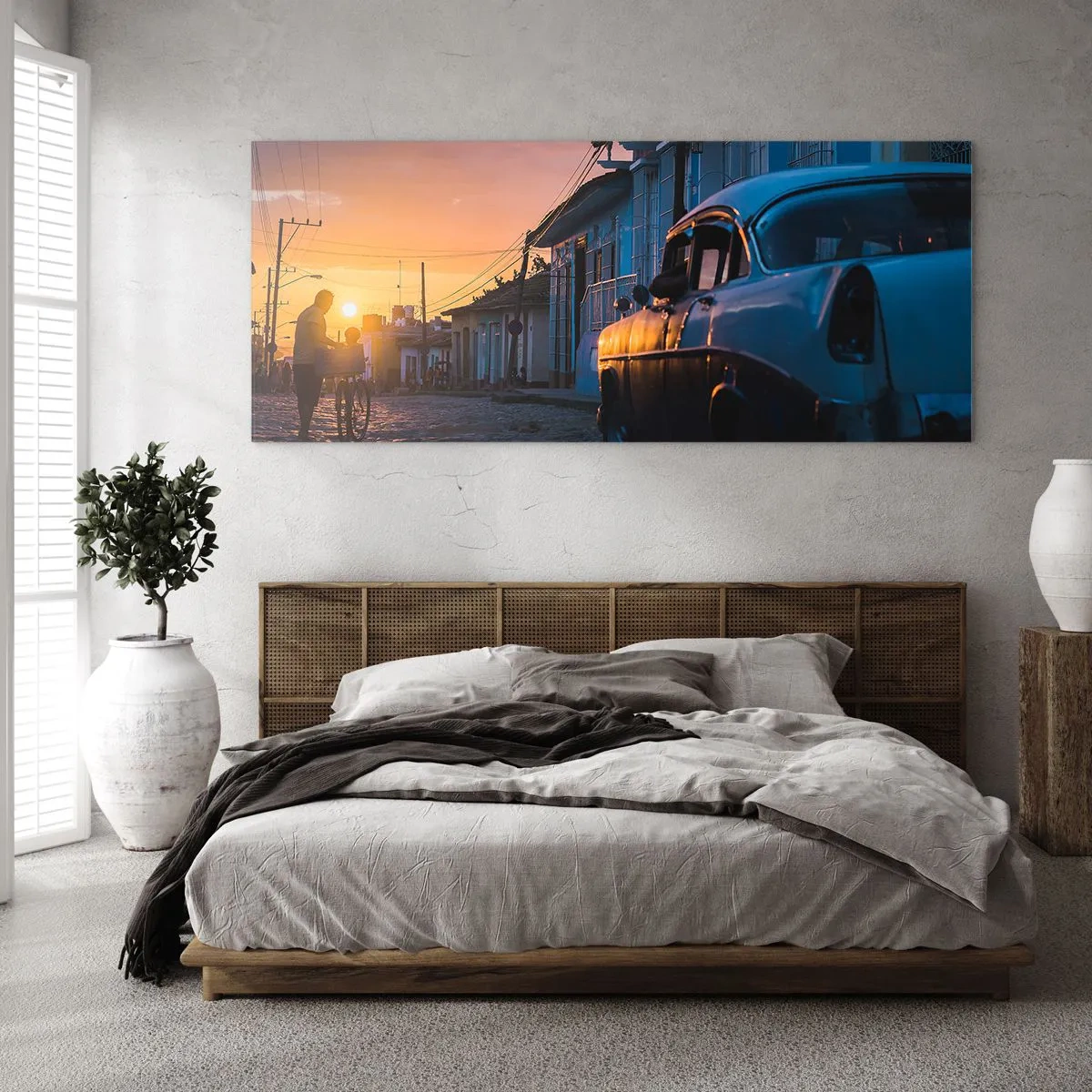Schilderen op glas - De tijd vertraagt hier - 140x50 cm