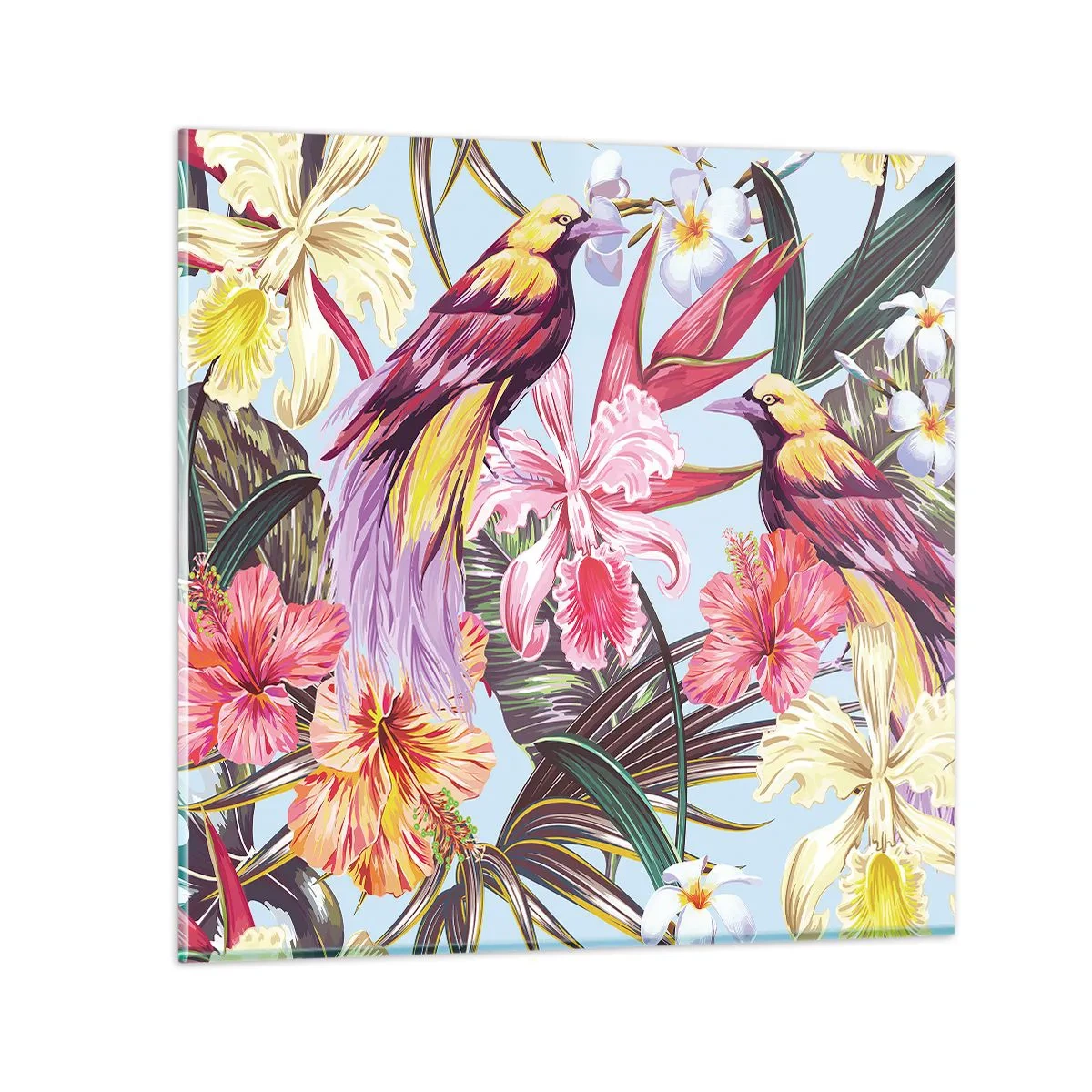 Schilderen op glas - Bloemblaadjes en veren - 50x50 cm