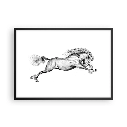 Poster in een zwarte lijst - Vastgehouden in galop - 70x50 cm