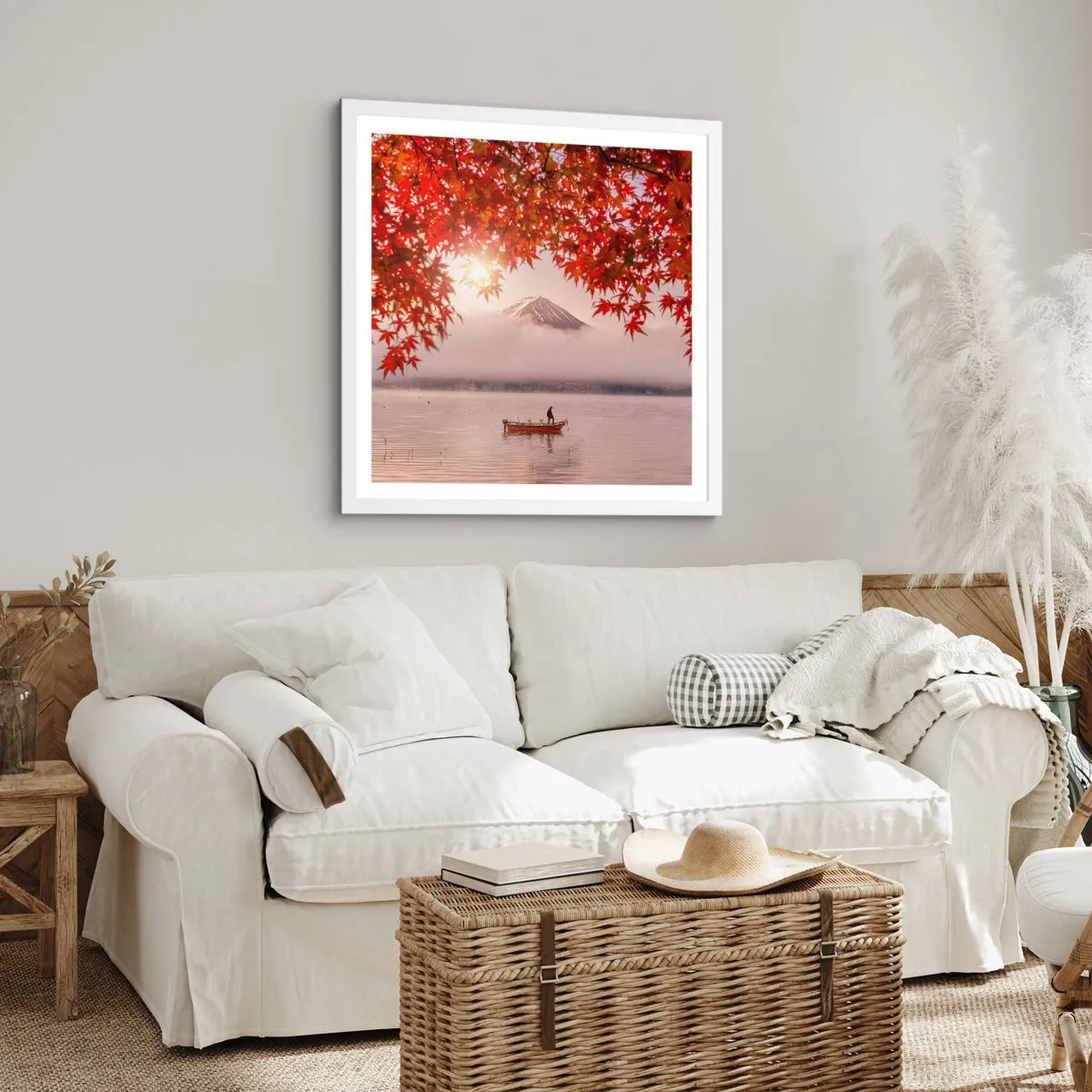 Poster in een witte lijst - In het Japanse klimaat - 60x60 cm