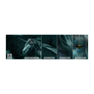 Fotobehang Monster Premium Sand - In een sprookjesbos - Eenhoorn, Fantasie, Abstractie - 100x30 cm