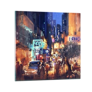 Schilderen op glas - En de stad is wakker - 30x30 cm