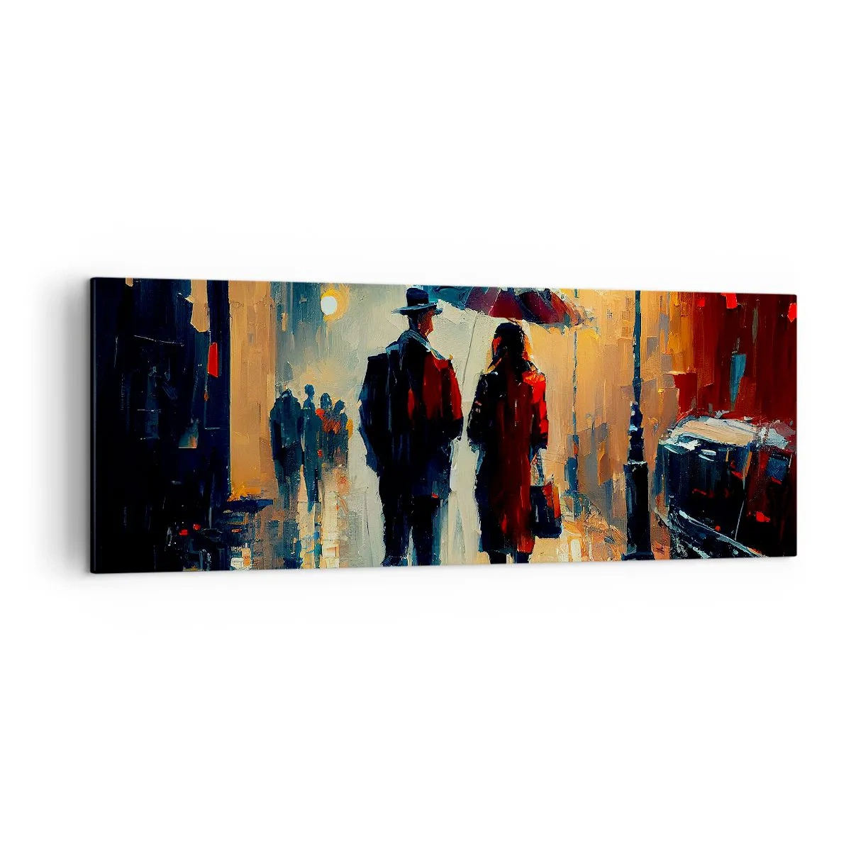Schilderen op canvas - Stedelijk love strory - 140x50 cm