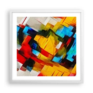 Poster in een witte lijst - Een veelkleurig lagen koekje - 50x50 cm