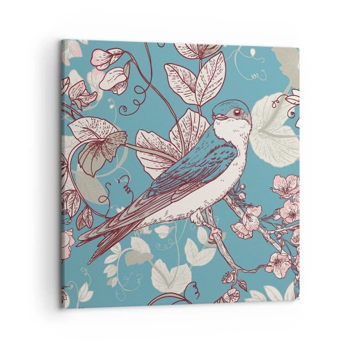 Schilderen op canvas - In witte abeel met het zingen van de nachtegaal - 50x50 cm